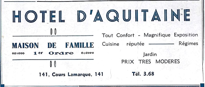 Htel Aquitaine Pub 1935