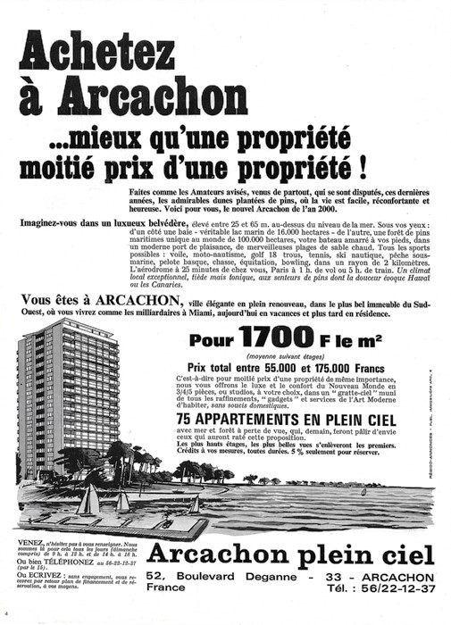 Publicit Rsidence Plein Ciel 1968