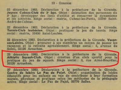 Squash Club 1983