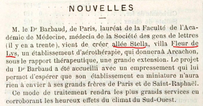 Fleur de Lys Gazette Eaux 1894