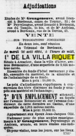 Vente 1884